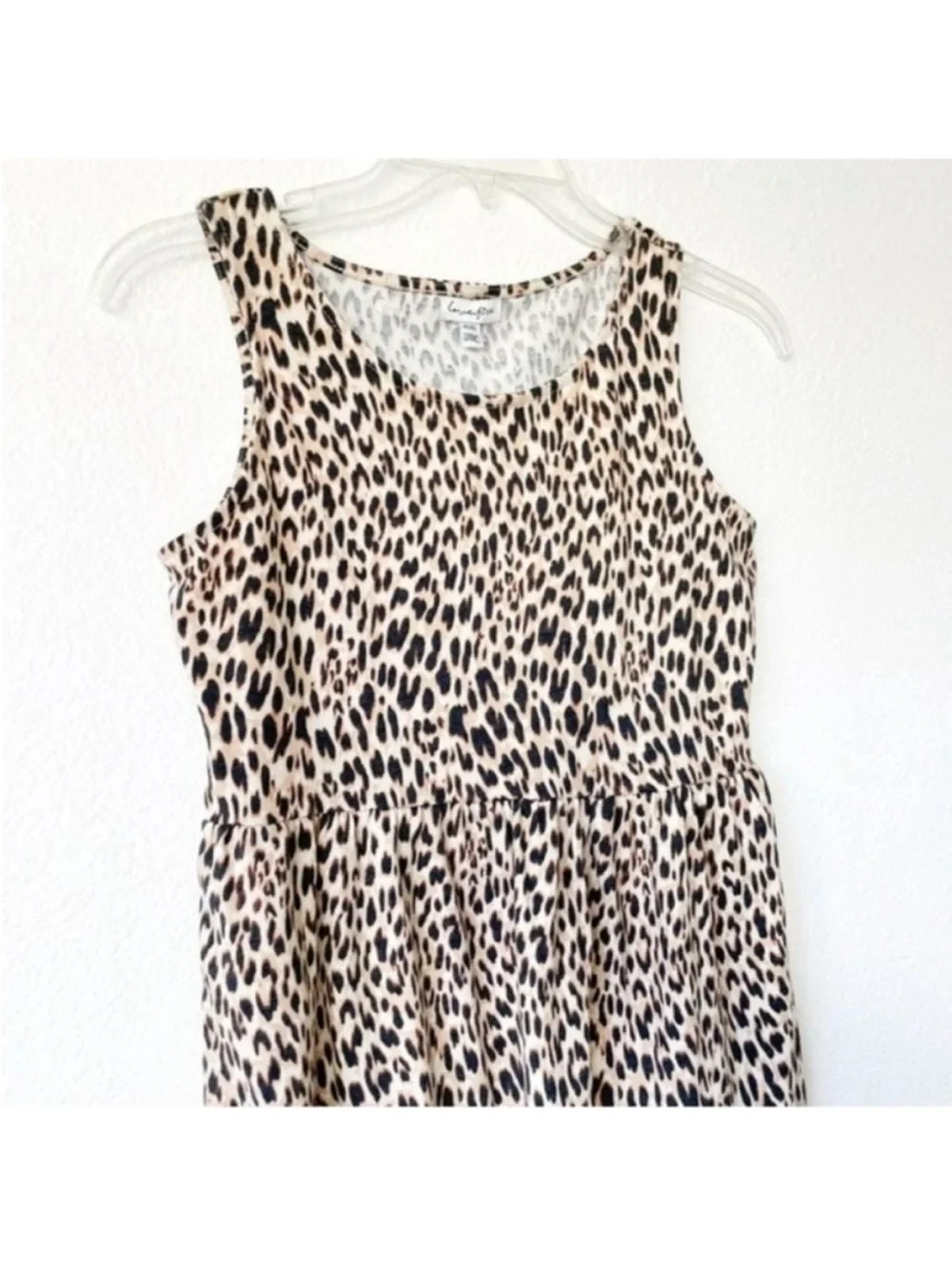 Girls tiered cheetah dress sleeveless mini brown black tan